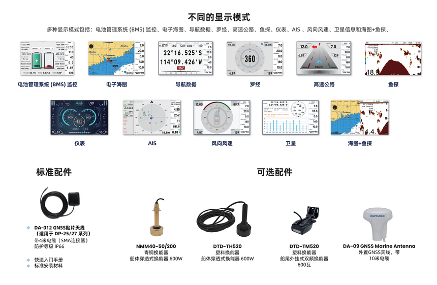 DP系列 卫星系统海图机（带鱼探） 详情图2